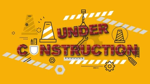 Graphic animated of under construction site warning sign with tools Stock Footage 340282639