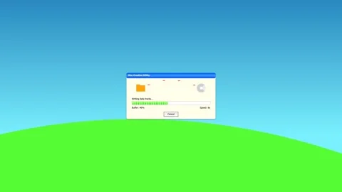 Graphic animation of computer window with green landscape Stock Footage 346806055