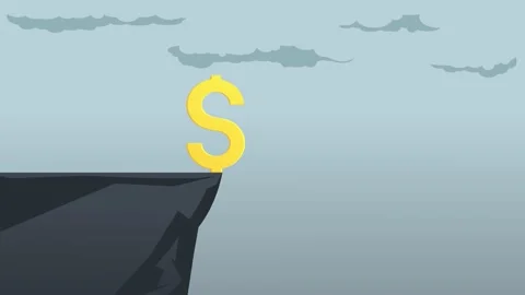 Graphic animation of the dollar falling.  Stock Footage 156733316