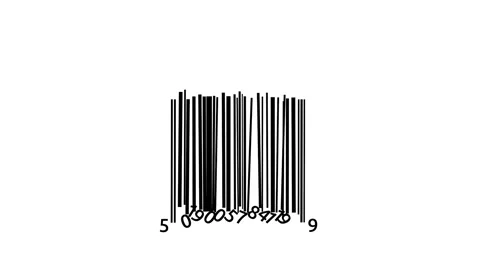 Graphic animation of a fake Bar code breaking down and falling Stock Footage 196920512