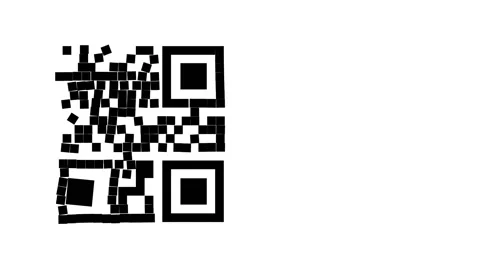 Graphic animation of a fake QR code breaking down and falling Stock Footage 196920511