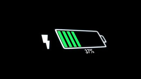 Graphic Animation of Floating Battery on the digital grid are being fully Illustrazione stock