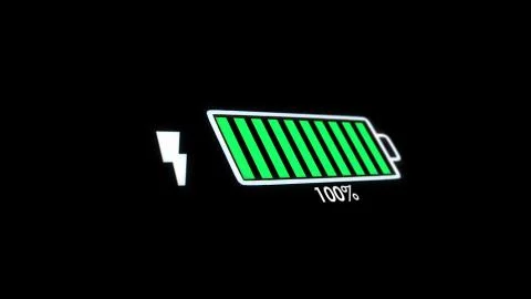 Graphic Animation of Floating Battery on the digital grid are being fully Stock Illustration