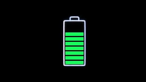 Graphic Animation of Floating Battery on the digital grid are being fully Illustrazione stock