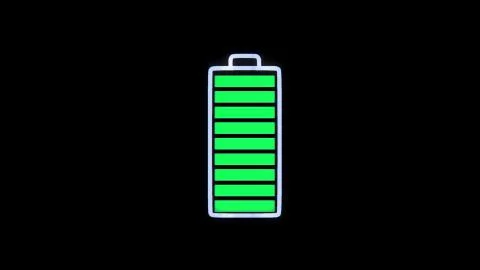Graphic Animation of Floating Battery on the digital grid are being fully Illustrazione stock