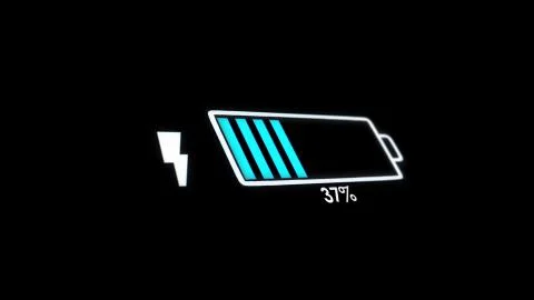 Graphic Animation of Floating Battery on the digital grid are being fully Illustrazione stock
