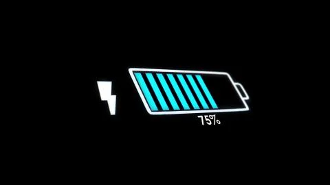 Graphic Animation of Floating Battery on the digital grid are being fully イラスト素材