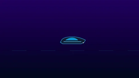 Graphic animation of a futuristic train moving on dark background Stock Footage 346712331