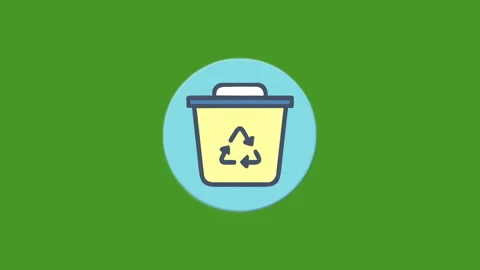 Graphic animation on green background, garbage collection container for rec.. Stock Footage 276263489