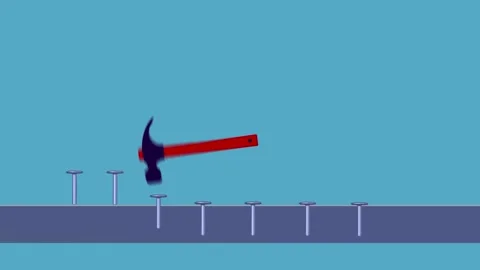 Graphic animation of a hammer that hammers nails. At the end, one of the na.. Stock Footage 241504093