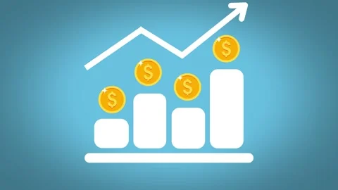 Graphic animation with increasing arrows and coins Stock Footage 286173859