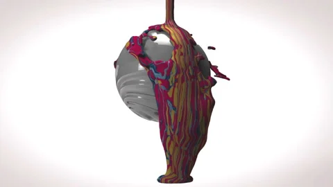 Graphic animation multicolored fluid on a moving sphere - Full HD - ProRes Stock Footage 180418902