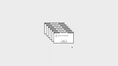 Graphic animation of pop-up error windows multiplying Stock Footage 347038335