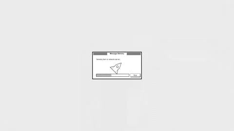 Graphic animation of rocket window interface Stockbeeldmateriaal 346838512