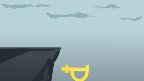  Graphic animation of the ruble falling.  Stock Footage 156733315