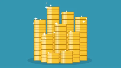 Graphic animation - Stack of Gold Coins growth up animation. Video stock 161211978