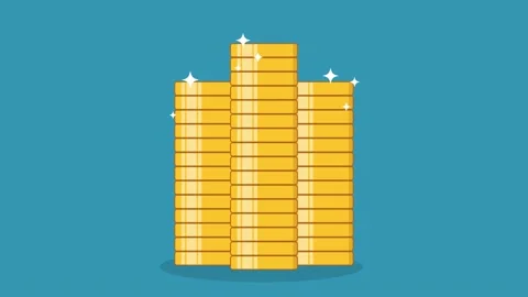 Graphic animation - Stack of Gold Coins growth up animation. Stock Footage 161212065