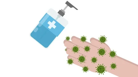 Graphic animation - Washing hand by using alcohol gel to prevent coronavirus Stock Footage 129881993