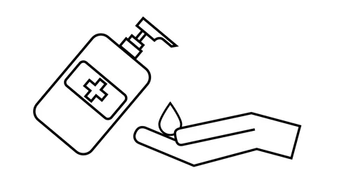 Graphic animation - Washing hand by using alcohol gel to prevent coronavirus Stockbeeldmateriaal 135314579