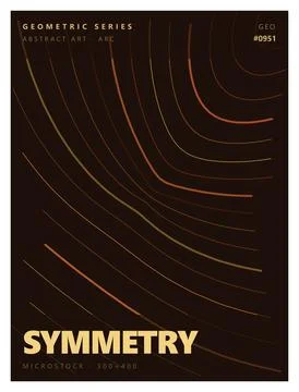 Graphic arc pattern poster featuring orange and yellow curved line segments. Illustrazione stock