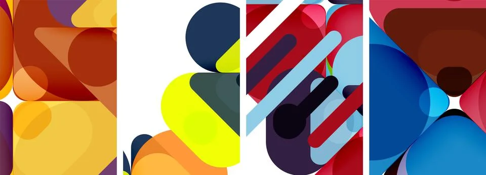 Graphic art with rectangle pattern in electric blue, carmine, and white circles Stockillustratie