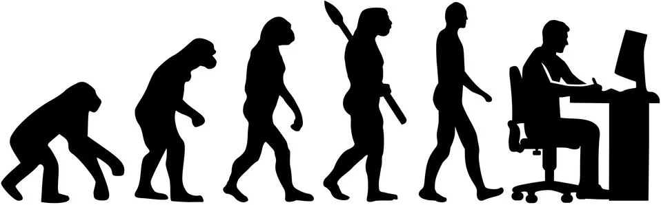 Graphic artist evolution 스톡 일러스트