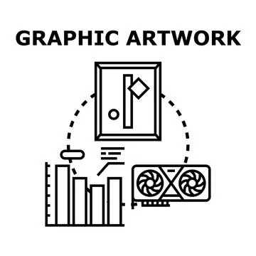 Graphic artwork creating and digital design concept Stock Illustration
