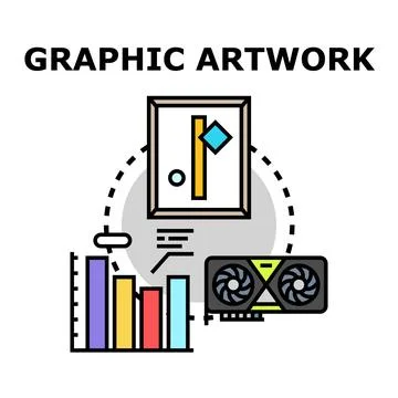 Graphic artwork creating and digital design concept Stock Illustration