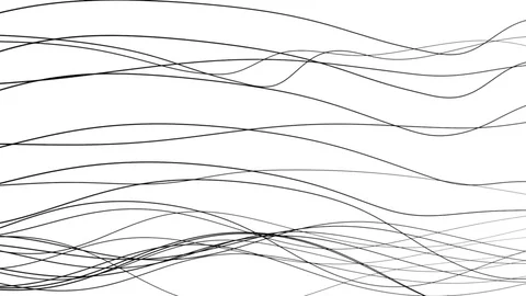 Graphic background of flowing lines in wave motion - black on white (FULL HD) Video stock 74664954