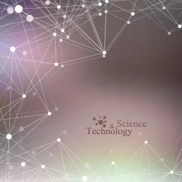 Graphic background molecule and communication. Connected lines with dots. Vector Stock Illustration