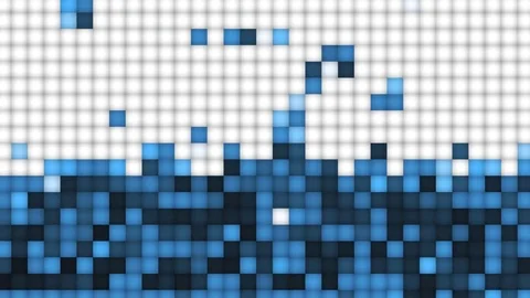 Graphic background of stacked blocks in blue color tones (FULL HD) Video stock 75740786