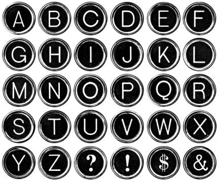 Graphic Black and White Alphabet from Vintage Typewriter Keys Stock Illustration