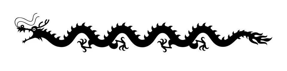 Graphic black dragon on white background Stock Illustration