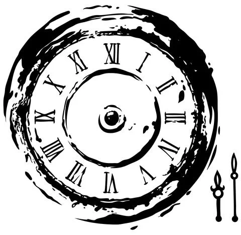 Graphic black retro clock with arrows vector icon Stock Illustration