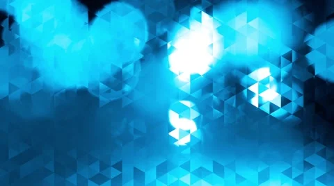 Graphic blue animation with triangles and encrusted flashes in bokeh Stock Footage 50525888