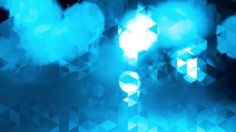 Graphic blue animation with triangles and encrusted flashes in bokeh Stock Footage 50525894