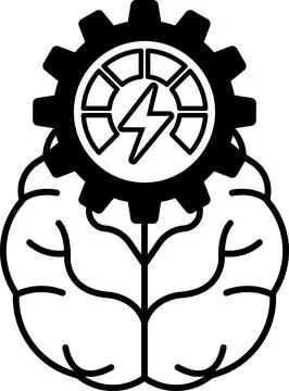 Graphic of a brain with a gear in the middle Illustrazione stock