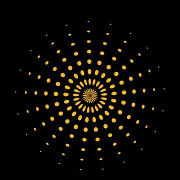 Graphic bright circular pattern on a black background. Illustrazione stock
