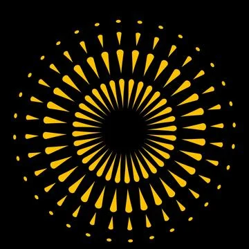 Graphic bright circular pattern on a black background. Illustrazione stock