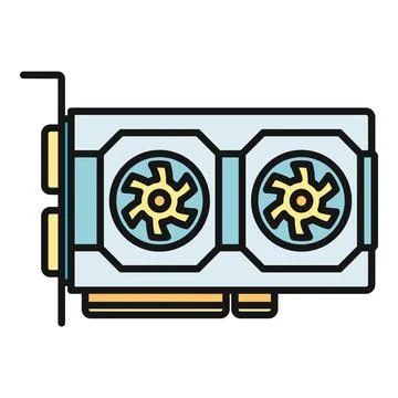 Graphic card with dual fans for computer hardware Stock Illustration
