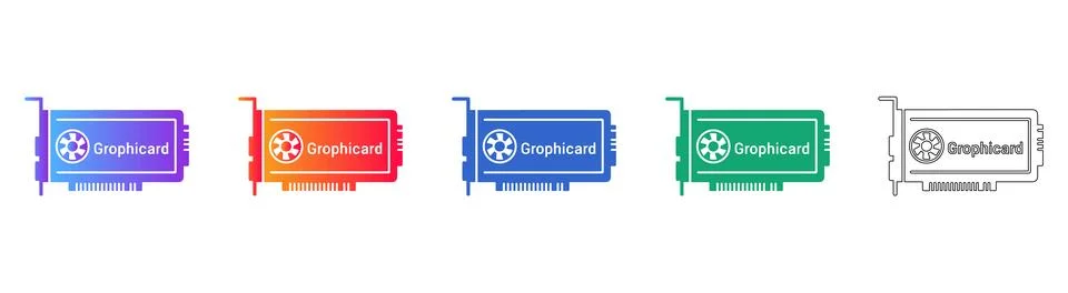 Graphic Card Hardware Icons for Computing and Tech イラスト素材