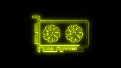 Graphic Card Outline Icon in HD Video Neon Animation Video stock 304552508