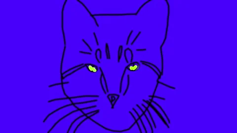 Graphic cat face on purple background Stock Footage 201142892