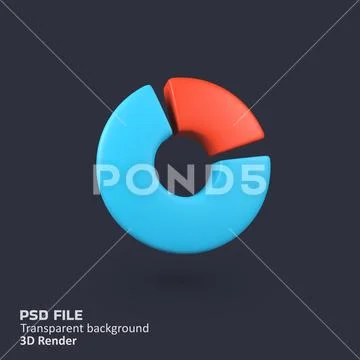 Graphic Chart Percentage isolated 3d render icon illustration PSD Template
