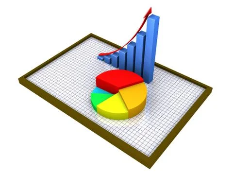 Graphic charts on a board with grid Stock Illustration