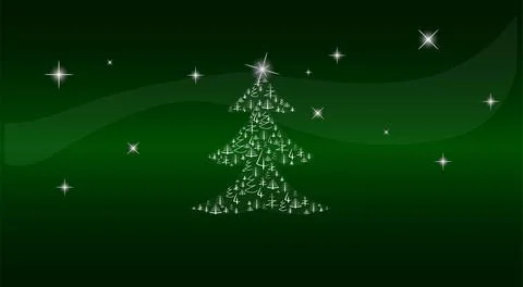 Graphic christmas tree on a linear gradient background with milky way Stock Illustration