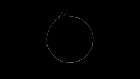 Graphic circular loop of rythmic white audio frequency sound wave on black .. Stock Footage 303553452