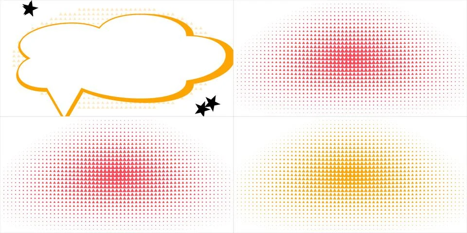 Graphic Collection of Colorful Halftone Patterns and Speech Bubble Illustra.. Ilustración de archivo