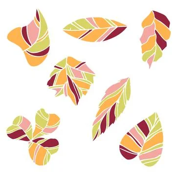Graphic colored stylized leaves Stock Illustration