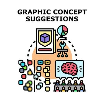 Graphic concept suggestions developing creative business ideas Stock Illustration